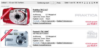 Produktsortierung nach Preis (klein)