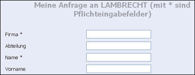 Kennzeichnung der Pflichfelder durch *