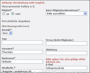 Beispiel für gute Fehlermeldung (klein)