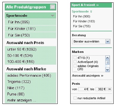 Kategorienbaum und Filter (alt <> neu)
