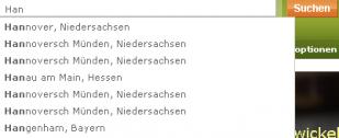 Vorschlagsfunktion der Suche auf monster.de