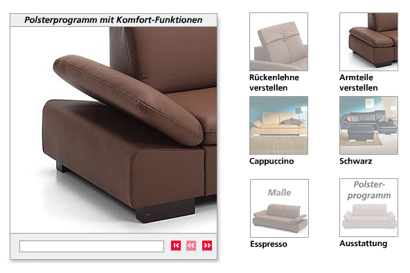 Wie funktioniert das Sofa? animierte Funktionsansichten auf neckermann.de