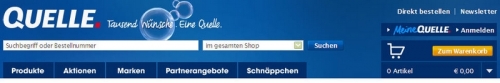 Abbildung: Oberer Seitenbereich des Quelle.de Online-Shops (Stand: Juni 2009)