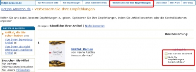 Empfehlungen verbessern unter www.amazon.de