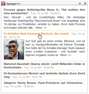 Schlagzeilenbox von Spiegel Online