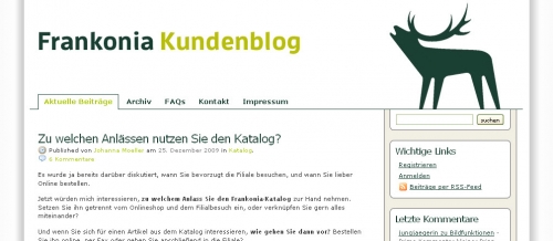 Frankonia Blog – ein offener Kundenblog zusammen mit eResult konzipiert und umgesetzt