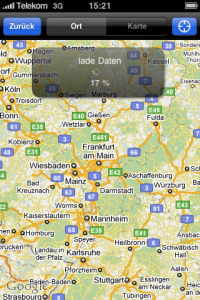 Good Practice – Bei der iPhone-App „Wikihood“ erhält der Nutzer jederzeit Rückmeldung, sobald die App Daten nachlädt.