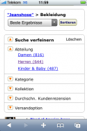 Amazon: Verfeinerung per Liste