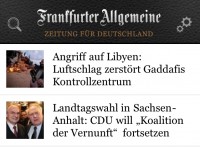 FAZ Startseite der App FAZ Startseite der App