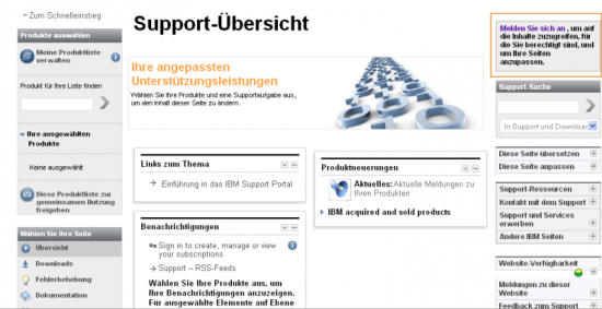 Support-Übersicht