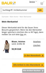 Baur Hinweis Merkzettel Baur Hinweis Merkzettel