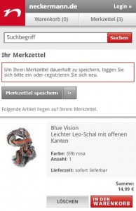 Neckermann Hinweis Merkzettel Neckermann Hinweis Merkzettel