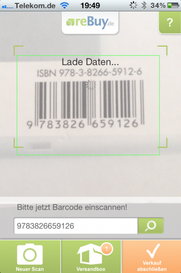 Abb.9: Barcode scannen mit der App