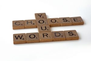 Scribble Steine, die "Choose Your Words" zeigen