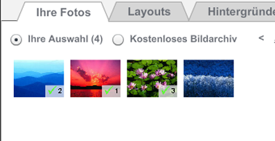 Photobox Überblick über verwendete Bilder