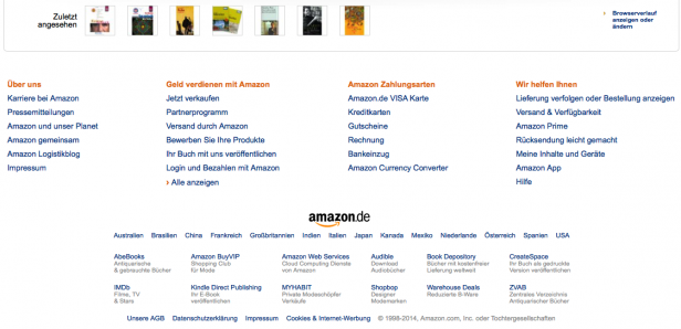 Fußzeile amazon.de