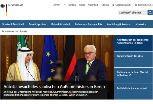 Screenshot Website Außenministerium